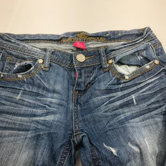Almost Famous Women's Size 3 Distressed Denim Blue Jean Preowned Good Condition - Picture 3 of 12